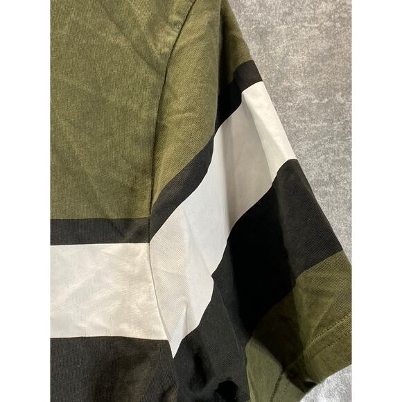 GUESS Men's Olive Green Striped Crewneck Short Sleeve T-Shirt SZ M - Picture 7 of 14